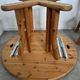 French design pine table and chair set from the 70s brutalist vintage arcs