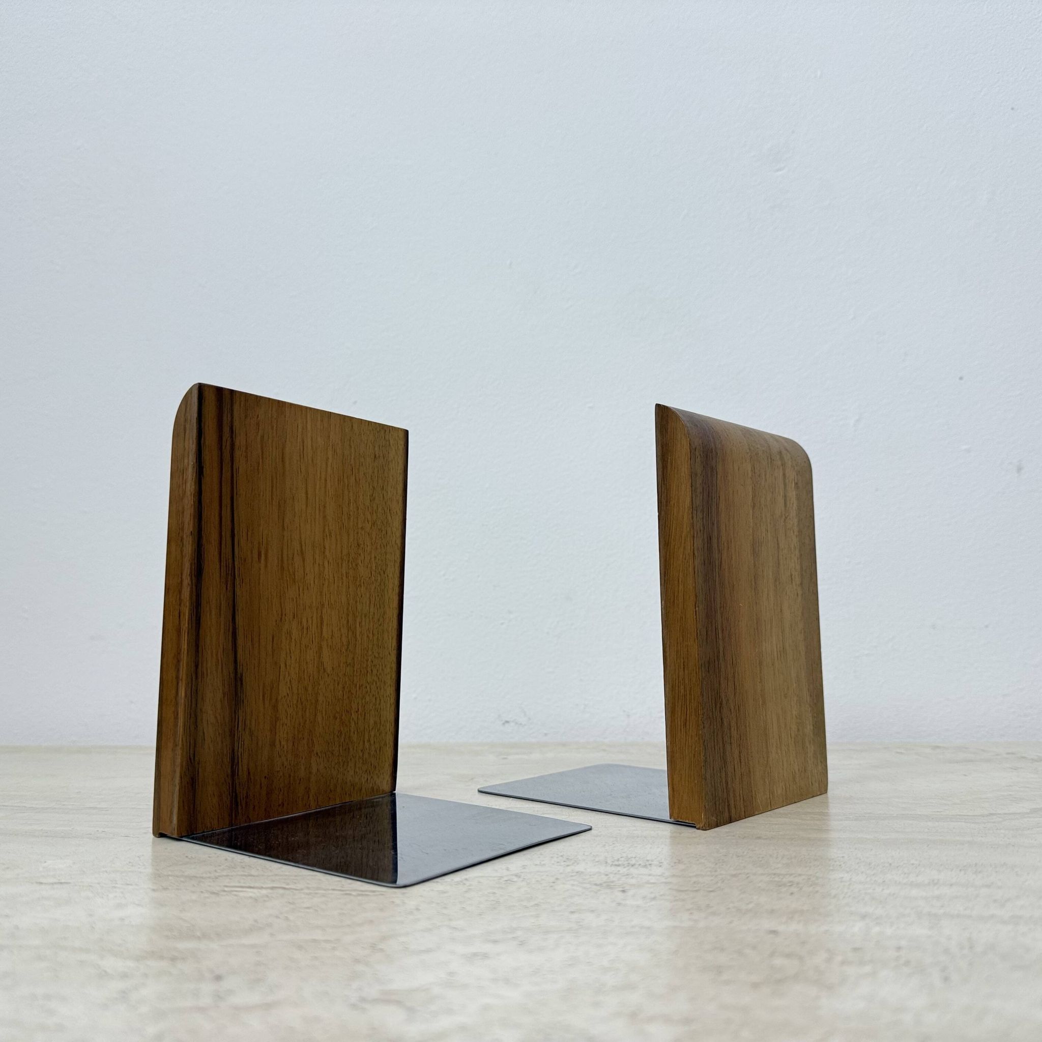 Paire de serre-livres en bois vintage, années 1970