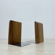 Paire de serre-livres en bois vintage, années 1970