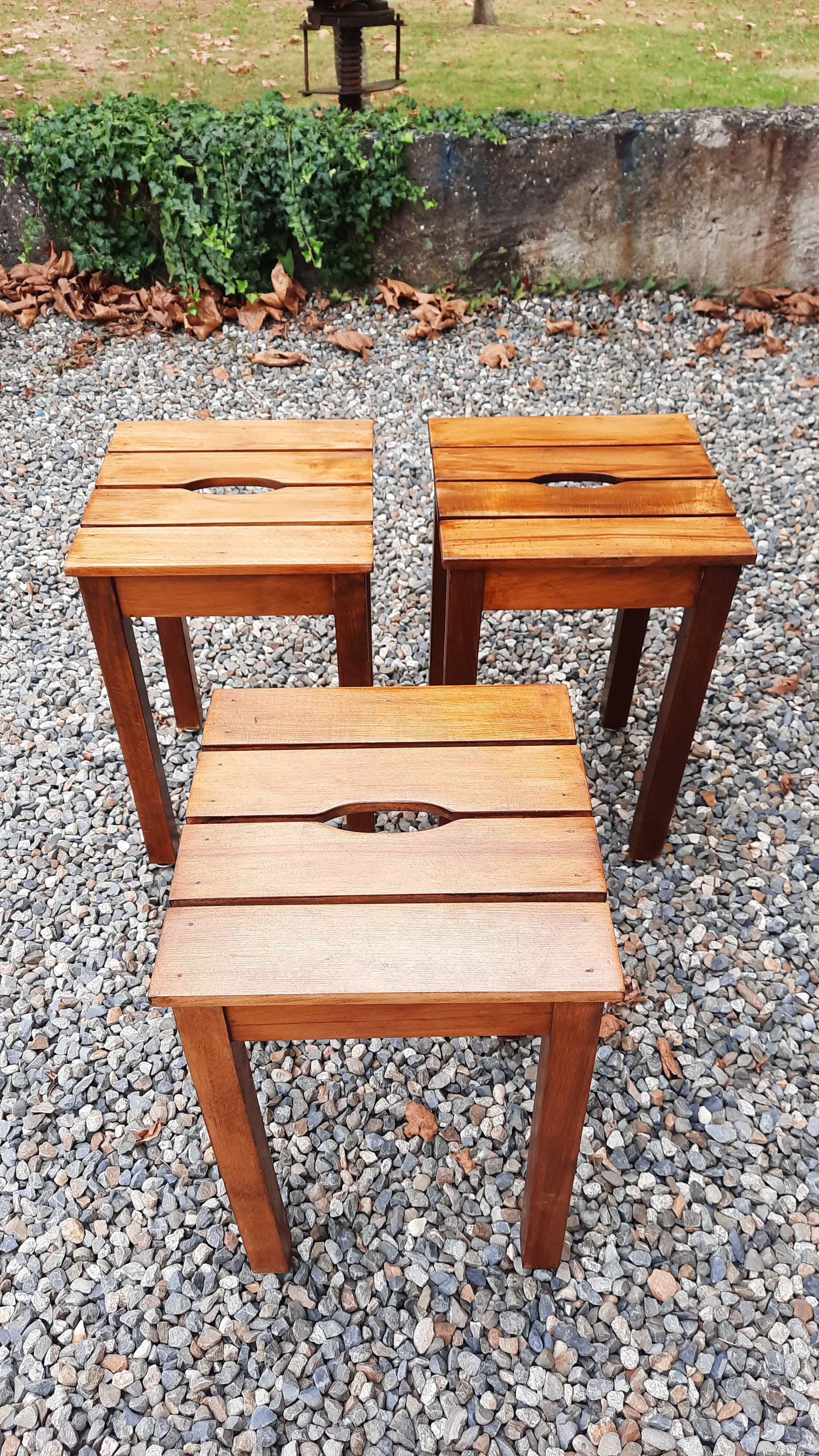 3 Wooden stools. (beech) slats and ease handle