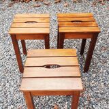 3 Wooden stools. (beech) slats and ease handle