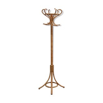Vintage rattan coat rack