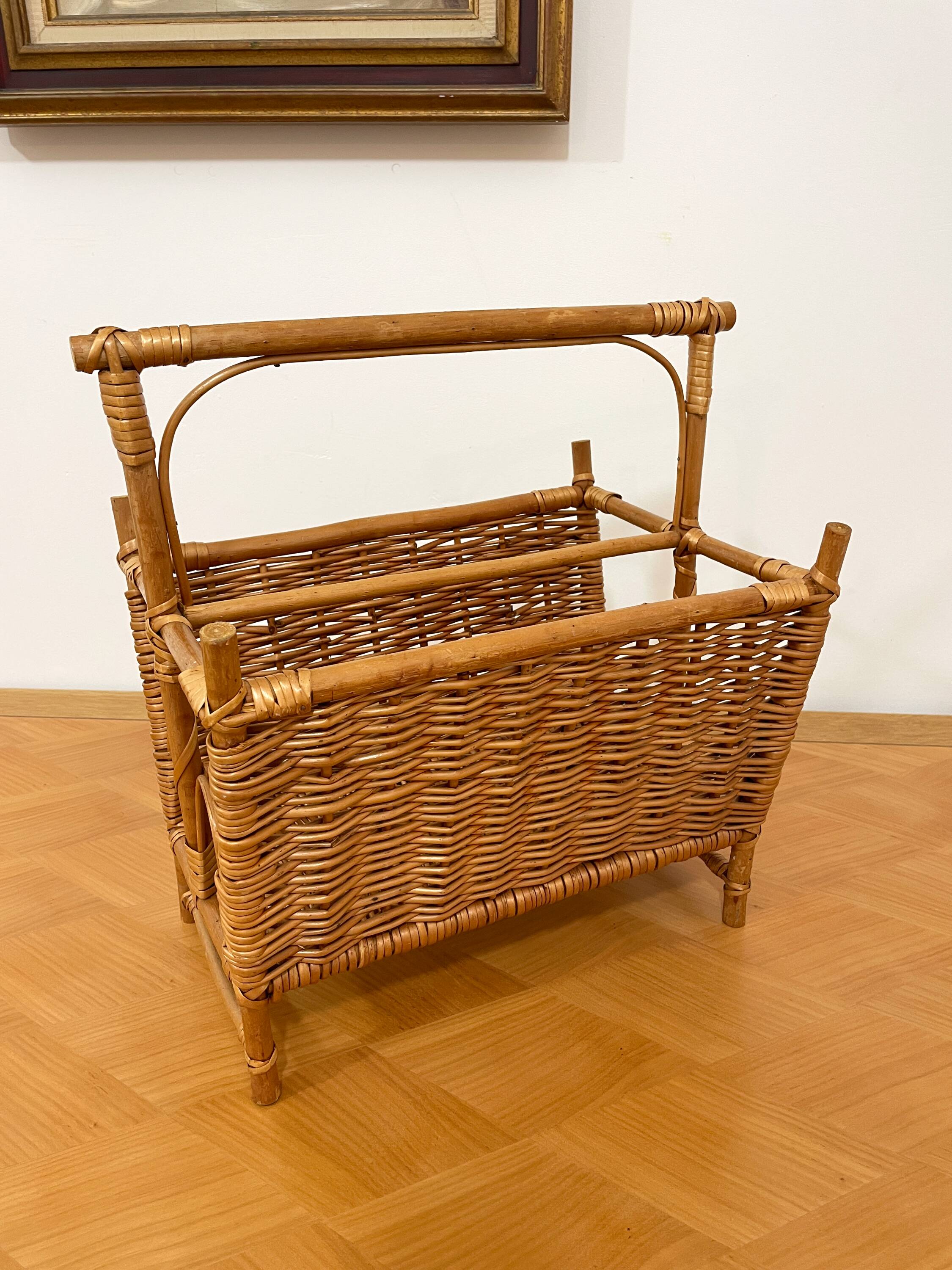 Rattan magazine rack - 60s/70s - Riviera spirit