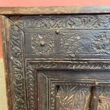 Ancienne fenêtre inde à décor sculpté de fleurs et rinceaux XIXe