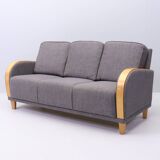Vintage Scandinavian 3-seater Art Deco canapé in grey fabric – mid-20th century