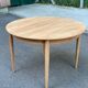 Table à manger scandinave ronde extensible décapée en teck 115cm