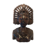 Buste indonésien en bois sculpté