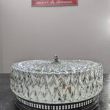 Old silver ceiling light with diamond glass 1960 Haussmannian 30 cm