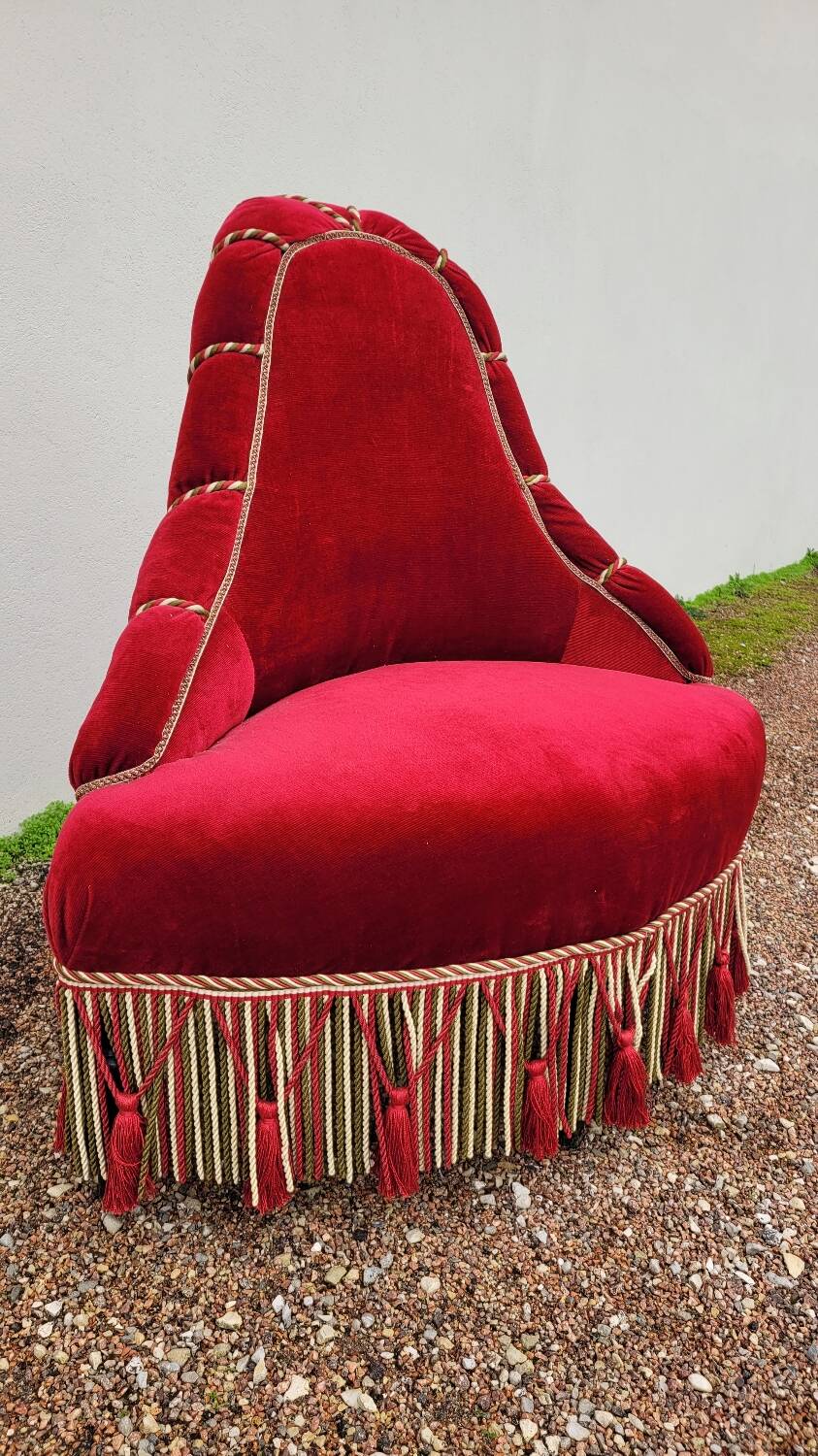 Velvet corner toad armchair, Napoleon III period