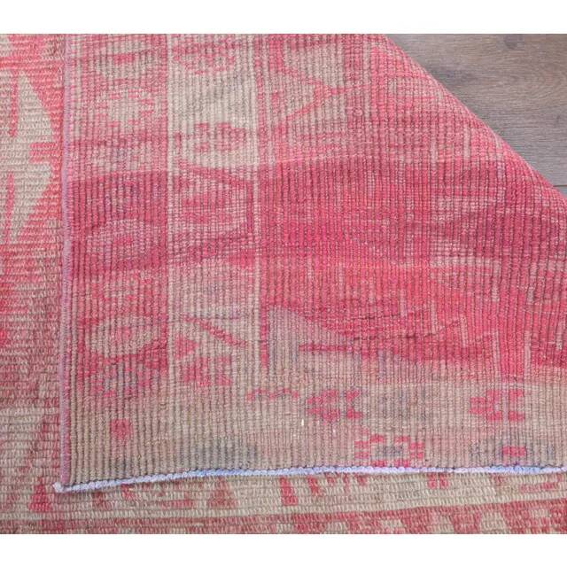 1970s Turkish Hand-Knotted Wool Cotton Pink Runner 88x334