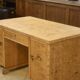 English desk in birch veneer with bee pattern marquetry from the 1950s.