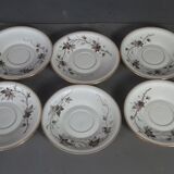 Ancien service à café 8 pcs porcelaine décor peint de pampres vers 1900