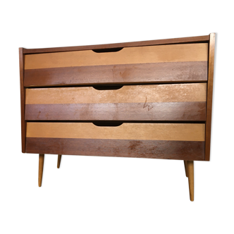 Bi-color shoe cabinet of the 50s with compass feet