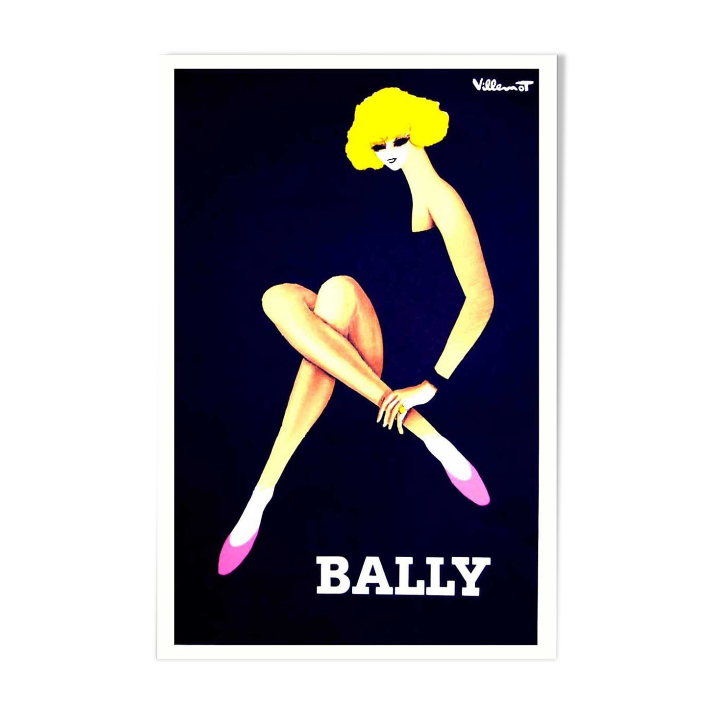 Original advertising poster shoes Bally Bernard Villemot 1980