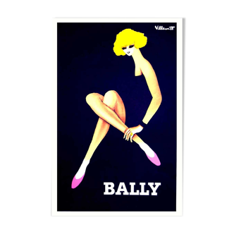 Original advertising poster shoes Bally Bernard Villemot 1980