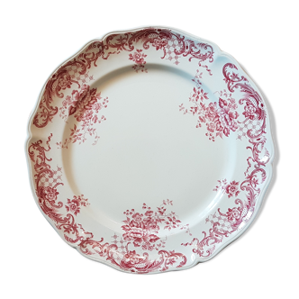 Assiette en faïence ancienne à décor de couronne de fleurs
