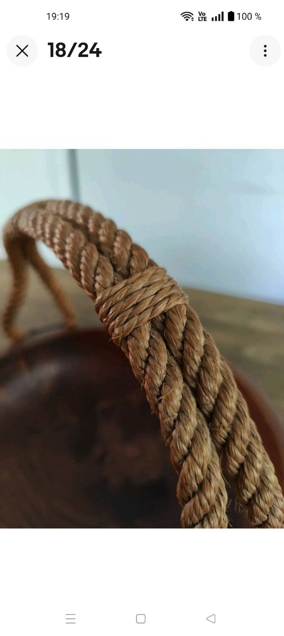 Adrien Audoux and Frida Minet rare basket in solid oak and cordage.