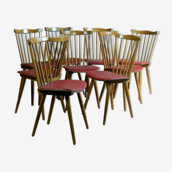 6 chaises bistrot Baumann années 60