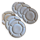 6 "Grès du Marais France" compartment plates for fondue