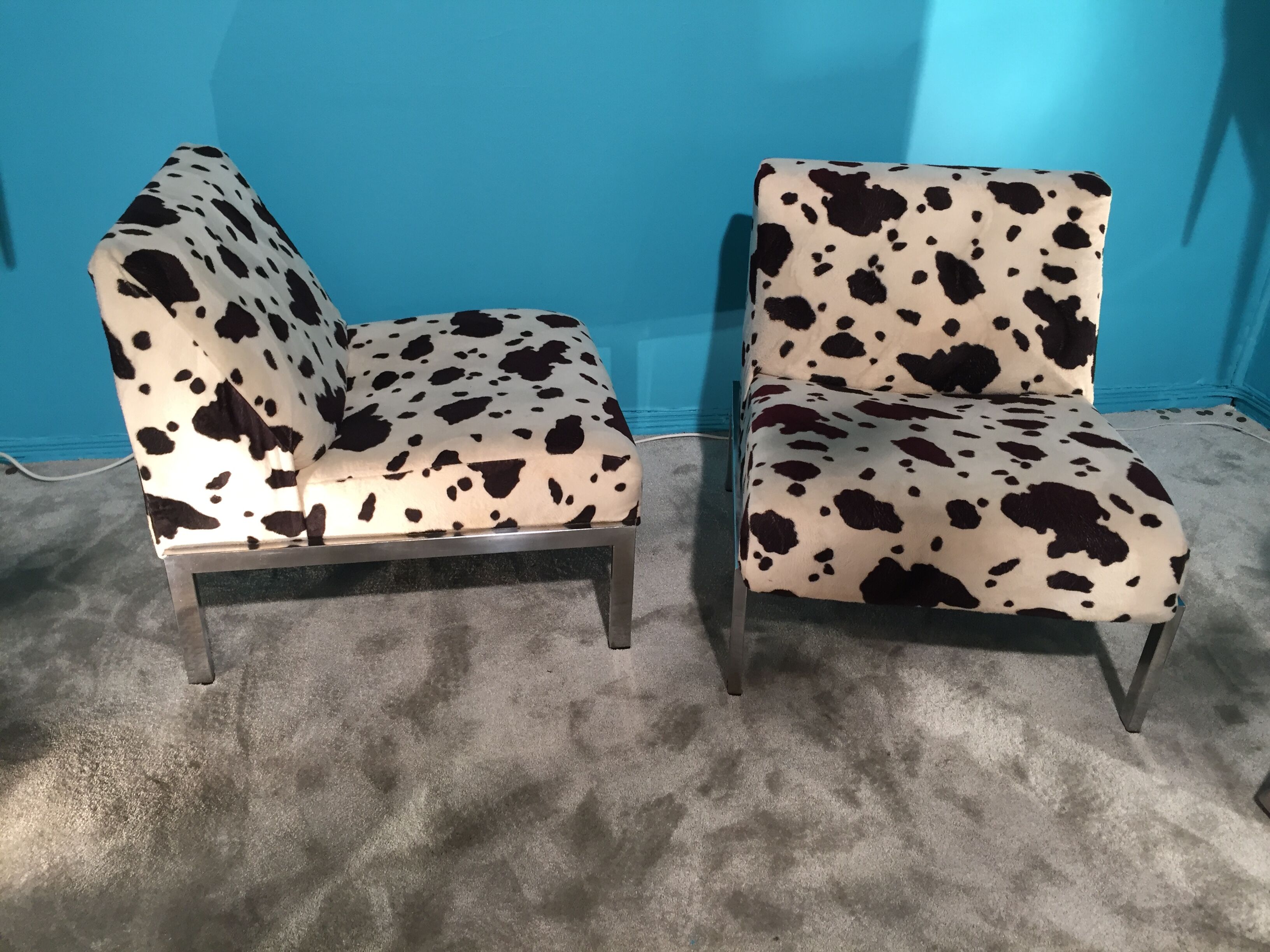 Pair french design drivers 1970 feet chrome tissue cowhide
