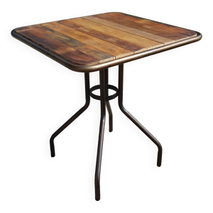 Table de bistrot en teck et fer