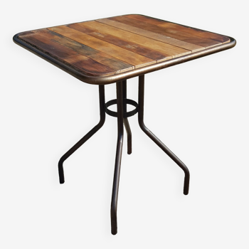 Teak and wrought iron bistro table