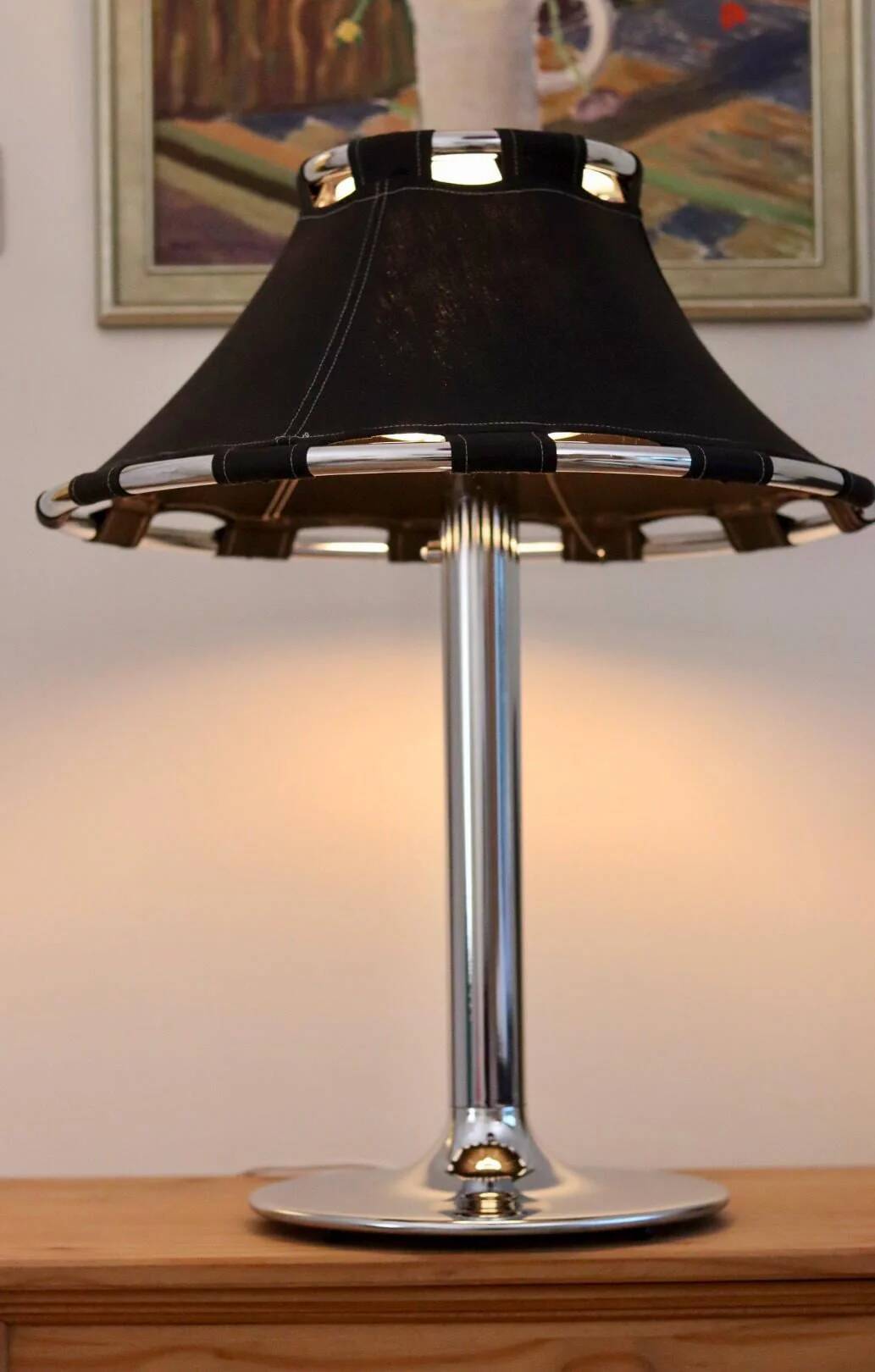 Chrome table lamp by Anna Ehrner for Ateljé Lyktan, 1970s