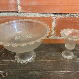 Masserini barocco fruit bowl pair moulded glass bead row vintage