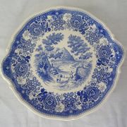 Round ceramic faience dish villeroy boch burgerland blue