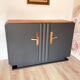 Buffet vintage noir mat et bois brut