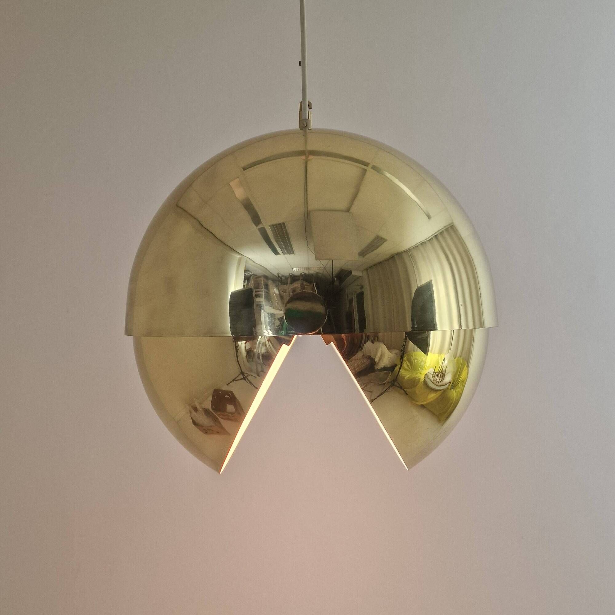 Adjustable Brass "Dome" Pendant Light by Vereinigte Werkstätten München 60s