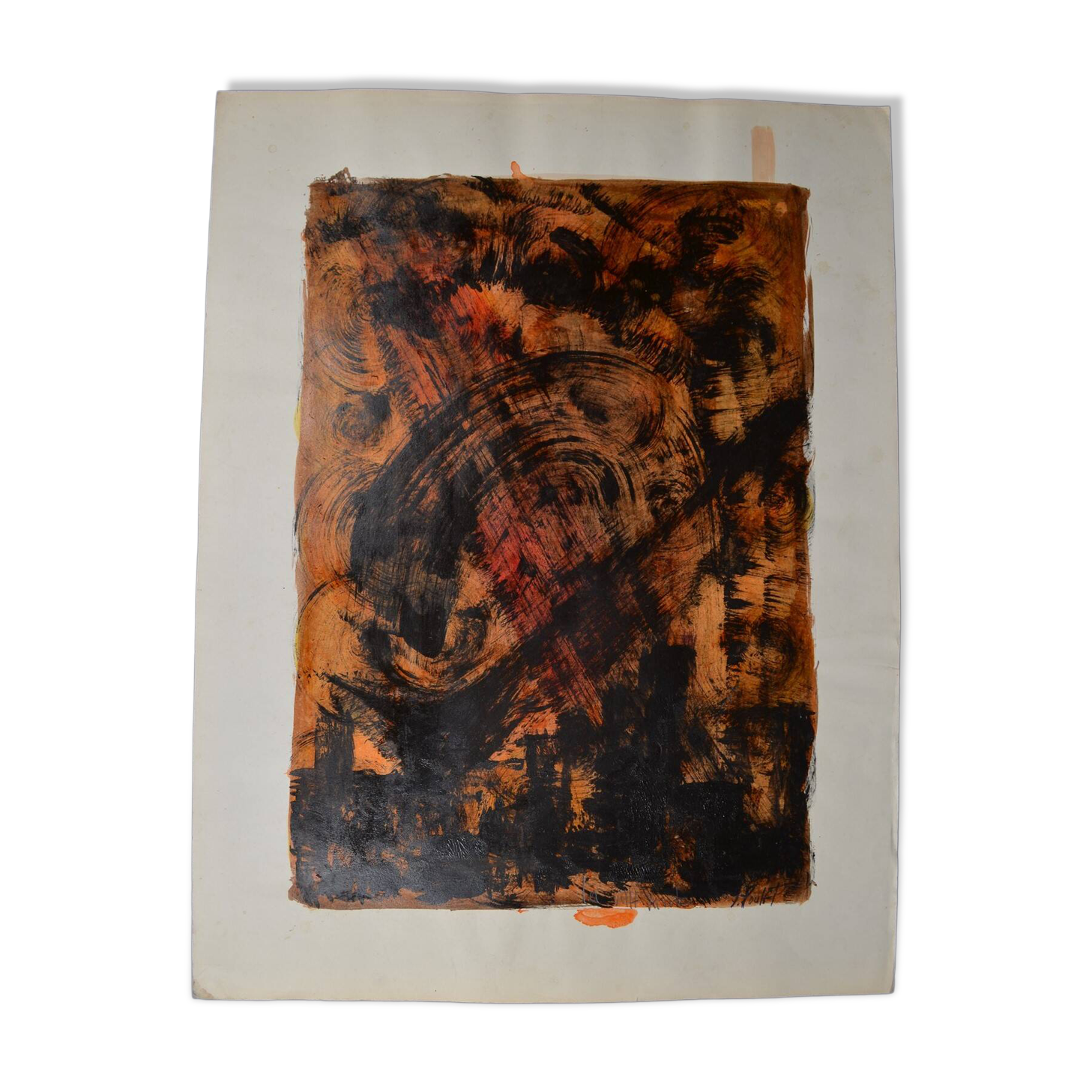 Jean Poulet (1926-2006) "the dead city" Oil on paper