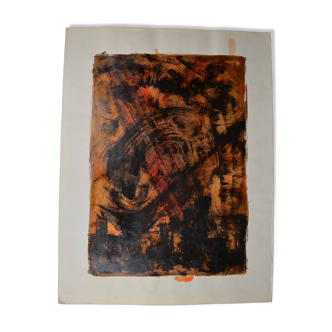 Jean Poulet (1926-2006) "la ville morte" Huile sur papier