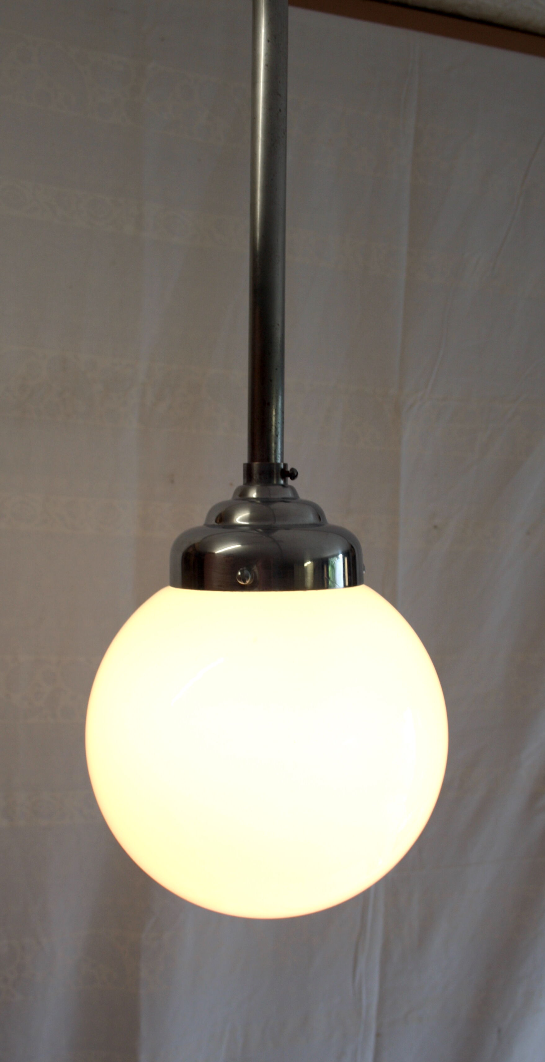 Opaline globe hanging lamp circa 50