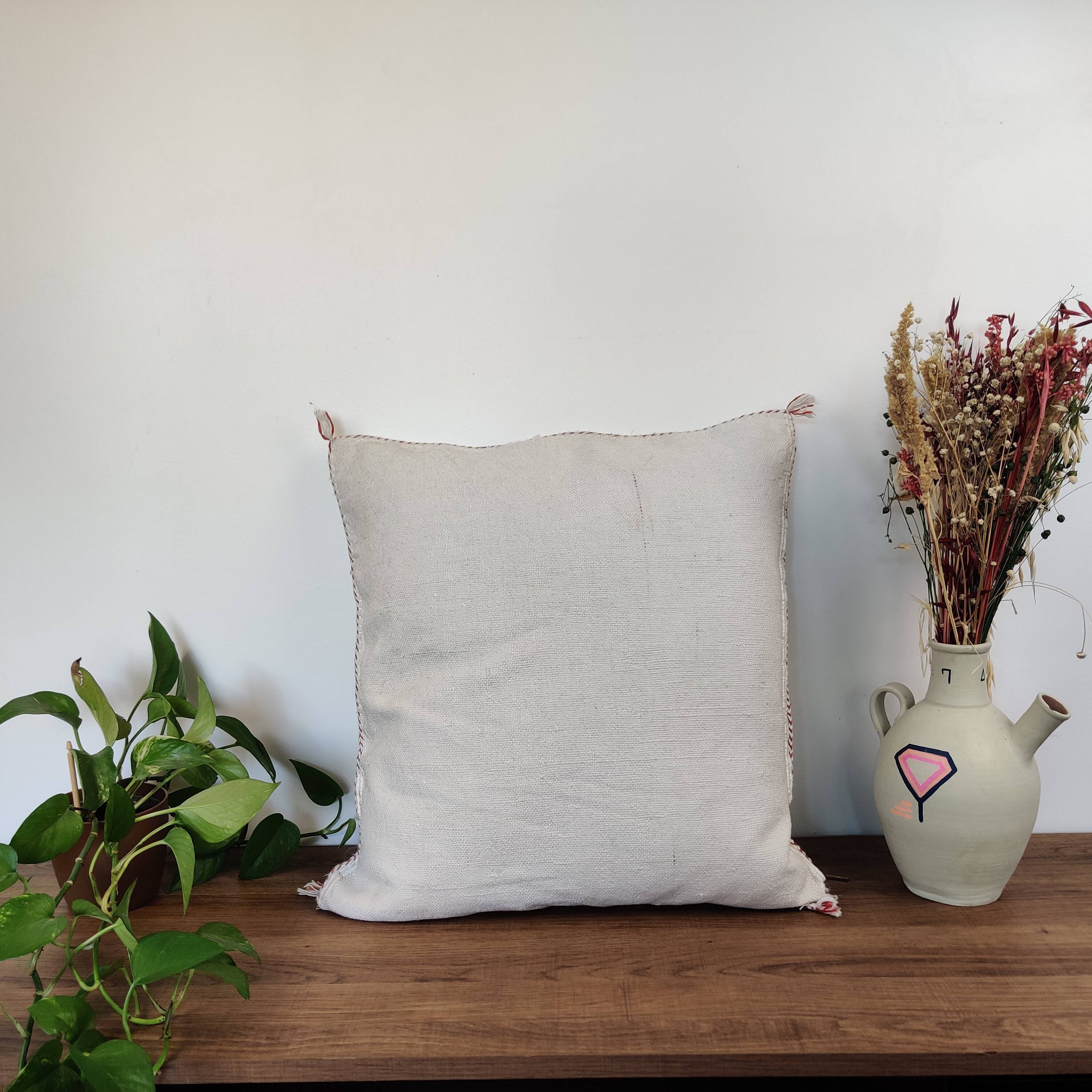 Coussin berbère Sabra Blanc Motifs berbères