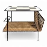 1950s rattan and ceramic coffee table