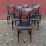 Set of 6 vintage black leatherette bistro chairs
