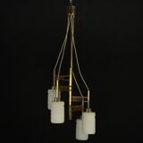Mid-Century Modern Brass & Glass Chandelier