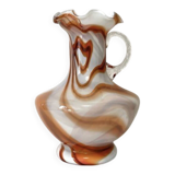Vintage Murano glass vase, white and orange opaline from the 1970s.