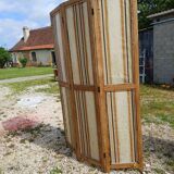 Paravent 4 Vantaux Bois et Tissus Vintage
