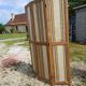 Paravent 4 Vantaux Bois et Tissus Vintage