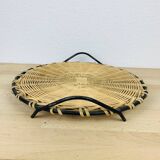 50s metal rattan tray