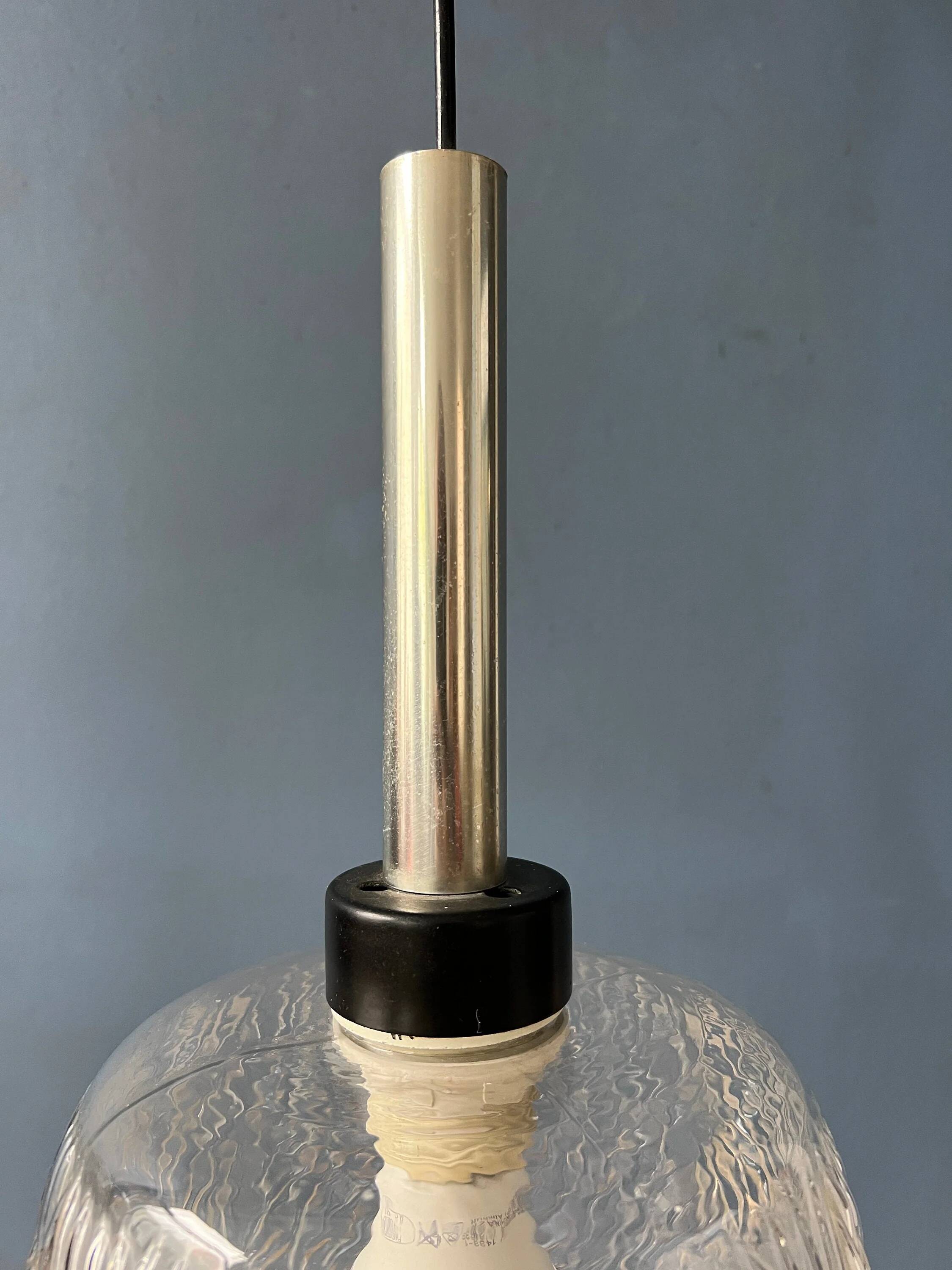 Transparent glass pendant with pattern, mid-century style