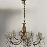 Brass chandelier with crystal drops
