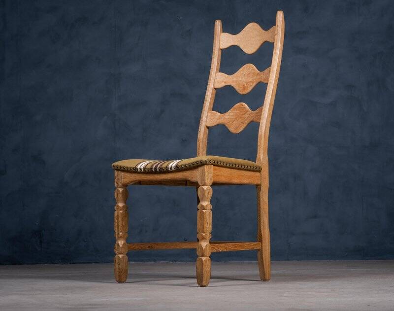 Brutalist Oak Dining Chairs by Henning Kjærnulf, 1960s, Set of 6