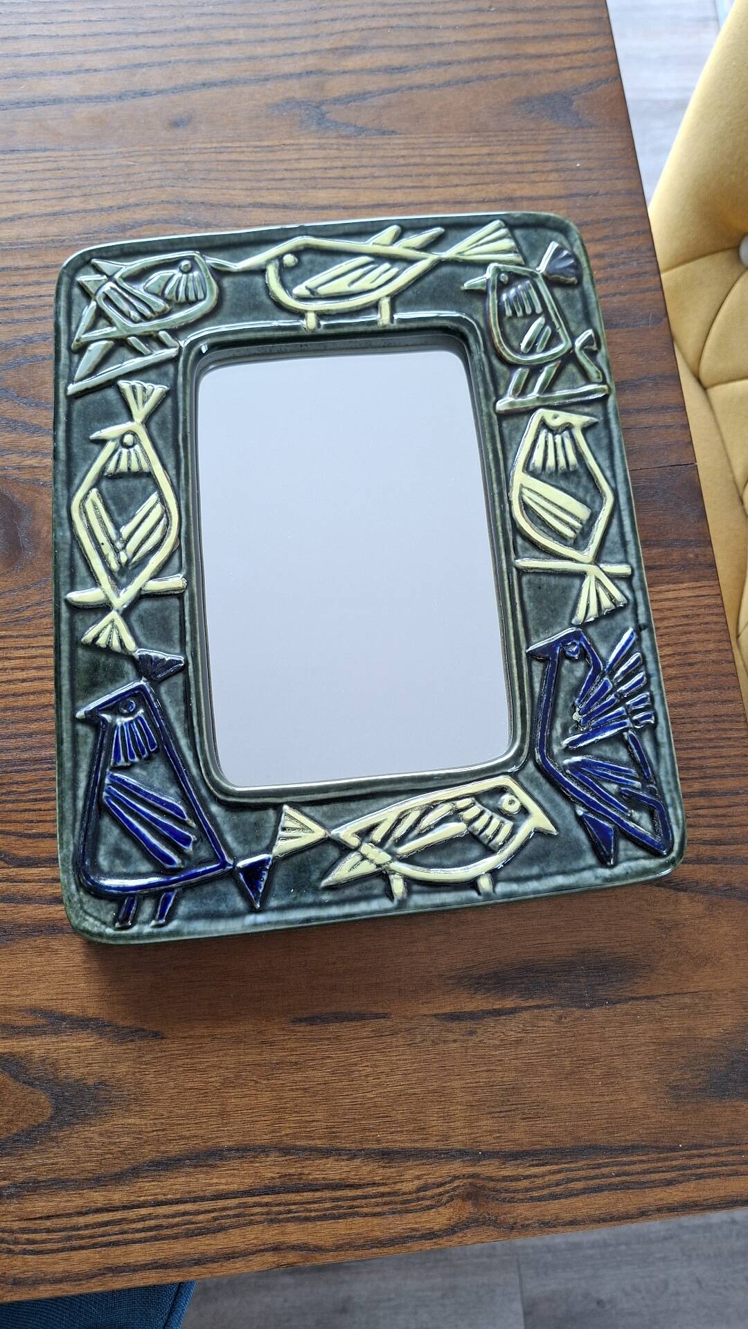Ceramic Bird Mirror Lisa Larson Harlequin Series / Gustavsberg