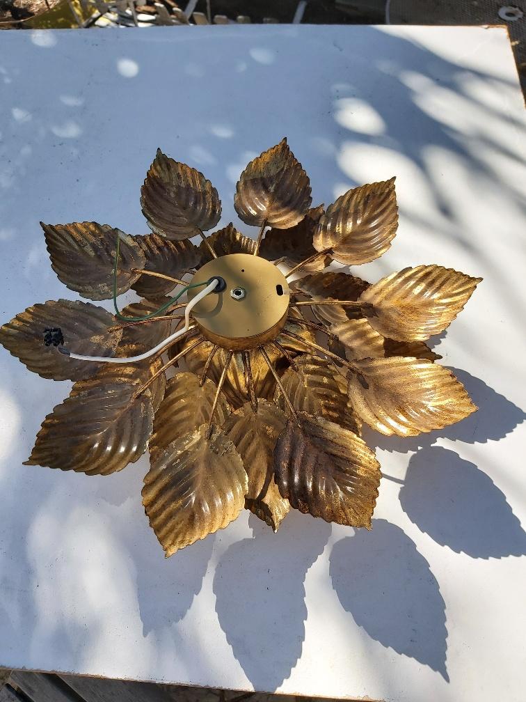 Sconce metal golden leaves 70s
