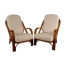 Pair Rattan armchairs Audoux & Minnet