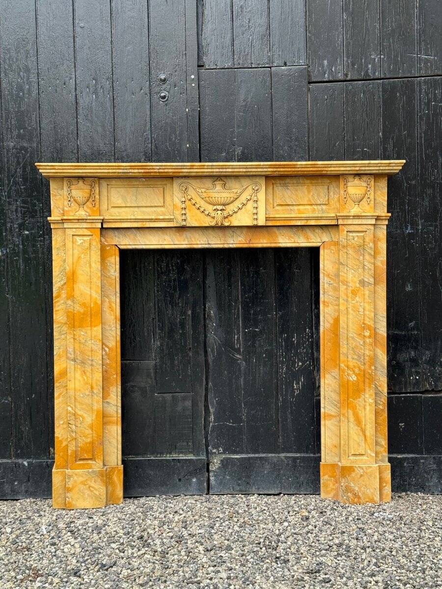 Louis XVI Style Fireplace In Yellow Siena Marble Circa 1880
