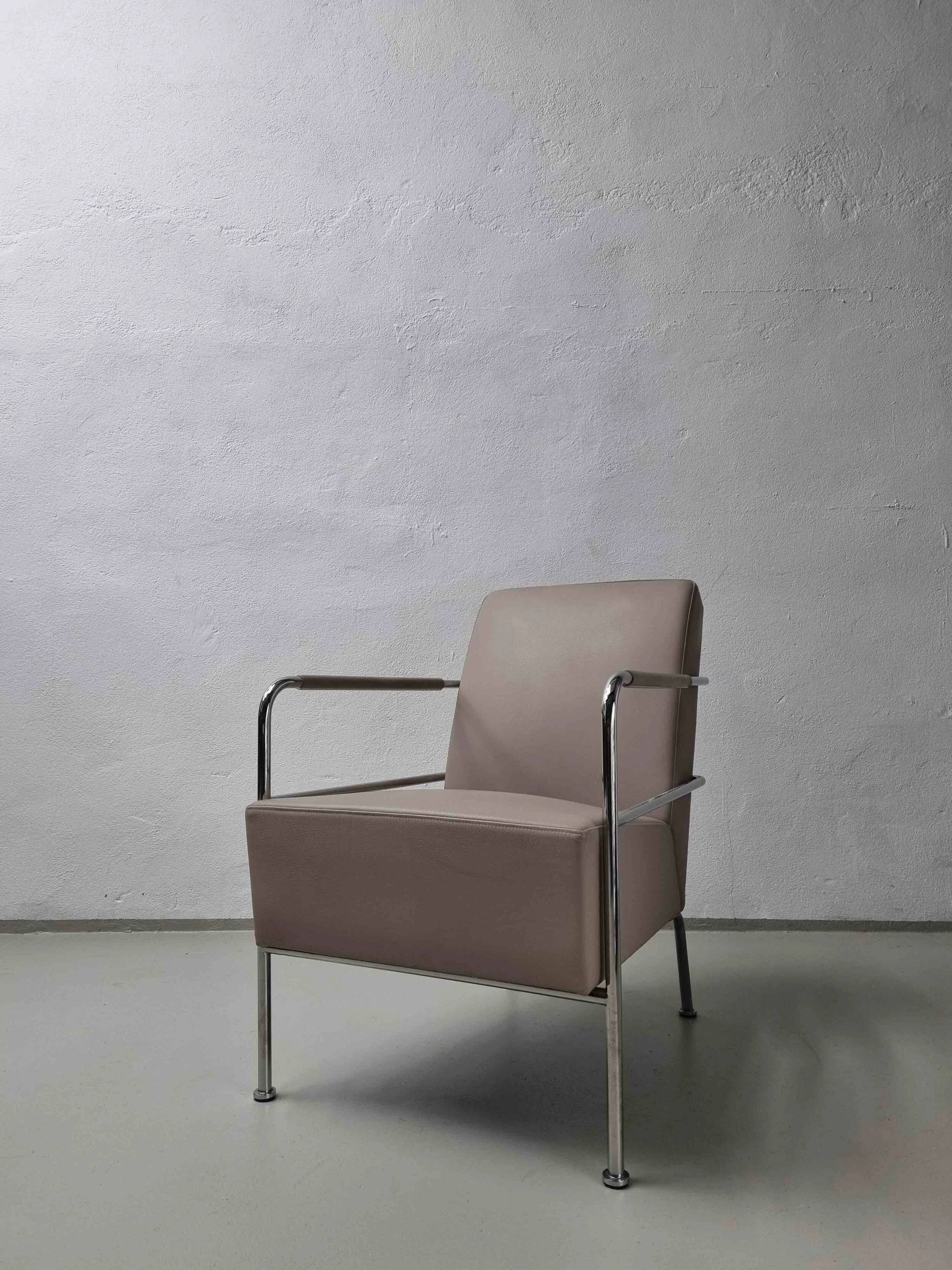 2 vintage nude leather "Cinema" easy chairs by Gunilla Allard for Lammhults | 1990s